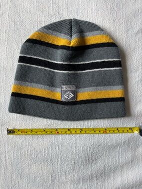 Enyce Gray and Yellow Striped Men’s Beanie Toque